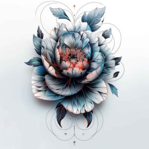 peony-symbolic-meaning-tattoo – tattoo design ideas free ai generated – negative-space – for-outer-arm – Gallery: peonies-inkby-ai
