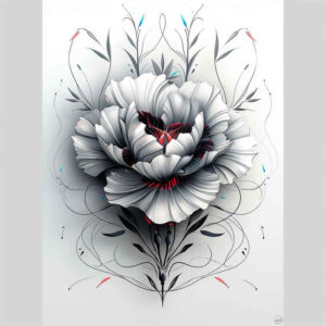peony-tattoo – tattoo design ideas free ai generated – symbol-mark – for-shin – Gallery: peonies-inkby-ai