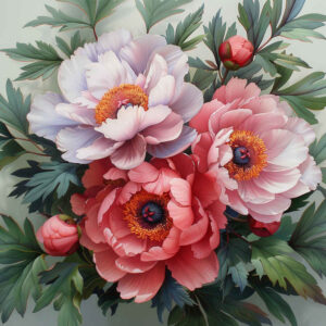realistic-peony-tattoo – tattoo design ideas free ai generated – mini-geometry – for-abdomen – Gallery: peonies-inkby-ai