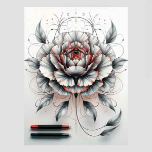 realistic-peony-tattoo – tattoo design ideas free ai generated – tiny-motif – for-hand – Gallery: peonies-inkby-ai