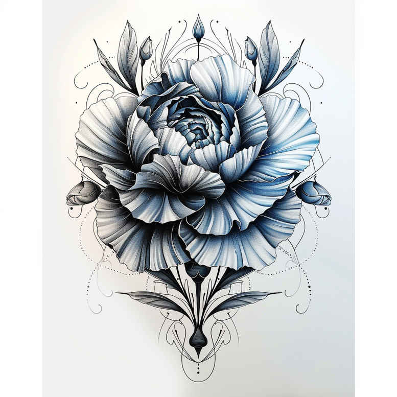 soft-shading-peony-tattoo – tattoo design ideas free ai generated – point-minimal – for-forearm – Gallery: peonies-inkby-ai