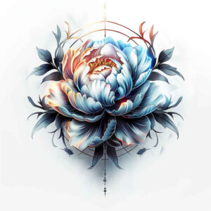 soft-shading-peony-tattoo – tattoo design ideas free ai generated – single-dot – for-nape – Gallery: peonies-inkby-ai