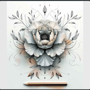 soft-shading-peony-tattoo – tattoo design ideas free ai generated – ultra-thin – for-upper-shoulder – Gallery: peonies-inkby-ai
