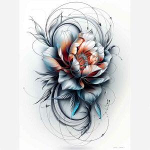 spiritual-peony-tattoo – tattoo design ideas free ai generated – crisp-outline – for-stomach – Gallery: peonies-inkby-ai