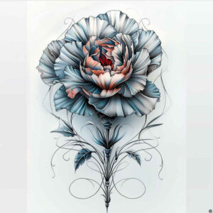 symbolic-peony-tattoo – tattoo design ideas free ai generated – pure-motif – for-shin – Gallery: peonies-inkby-ai