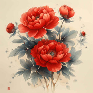 talisman-peony-tattoo – tattoo design ideas free ai generated – single-color – for-side-torso – Gallery: peonies-inkby-ai