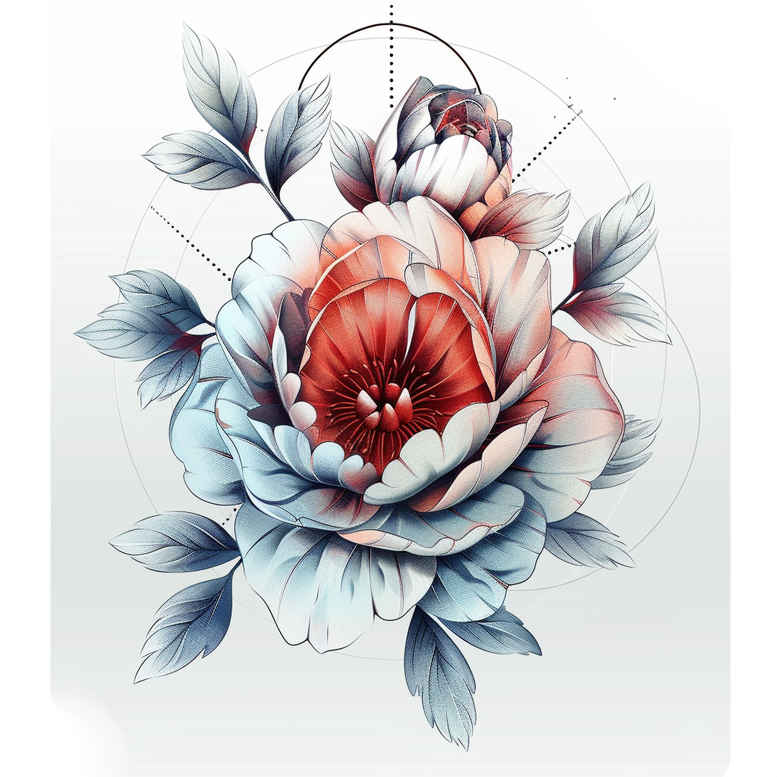 peonies tattoo design ideas Realism natural contours artistic for ribs