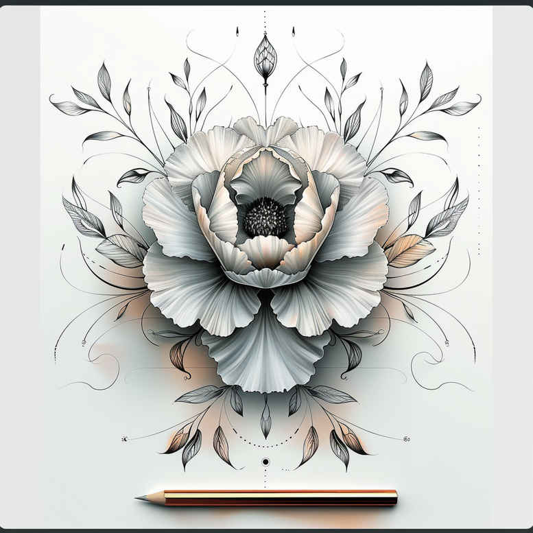 peonies tattoo design ideas black-and-white blooming for forearm