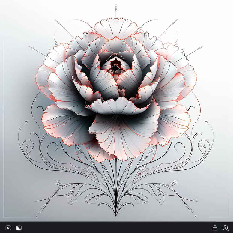 peonies tattoo design ideas Surrealism hallucinogenic buds for thigh