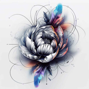 peonies tattoo design ideas saturated hues delicate for abdomen