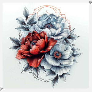 peonies tattoo design ideas rich blacks detailed for shin