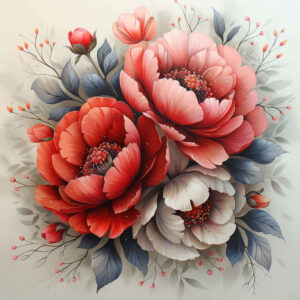 peonies tattoo design ideas Surrealism symbolic leaf details stands for courage
