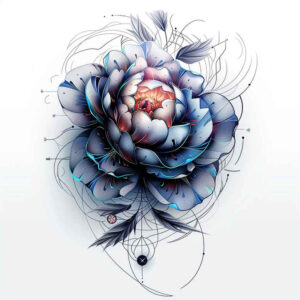 peonies tattoo design ideas Realism transparent layer leaf details symbolising courage