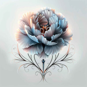 peonies tattoo design ideas Surrealism imperfect symmetry leaves represents endurance