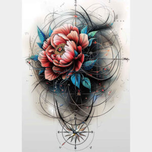 peonies tattoo design ideas Surrealism fluid forms natural for shin