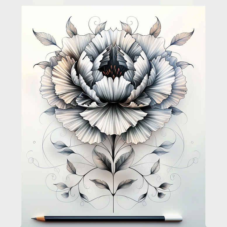 peonies tattoo design ideas strong contrast outline symbol of resilience