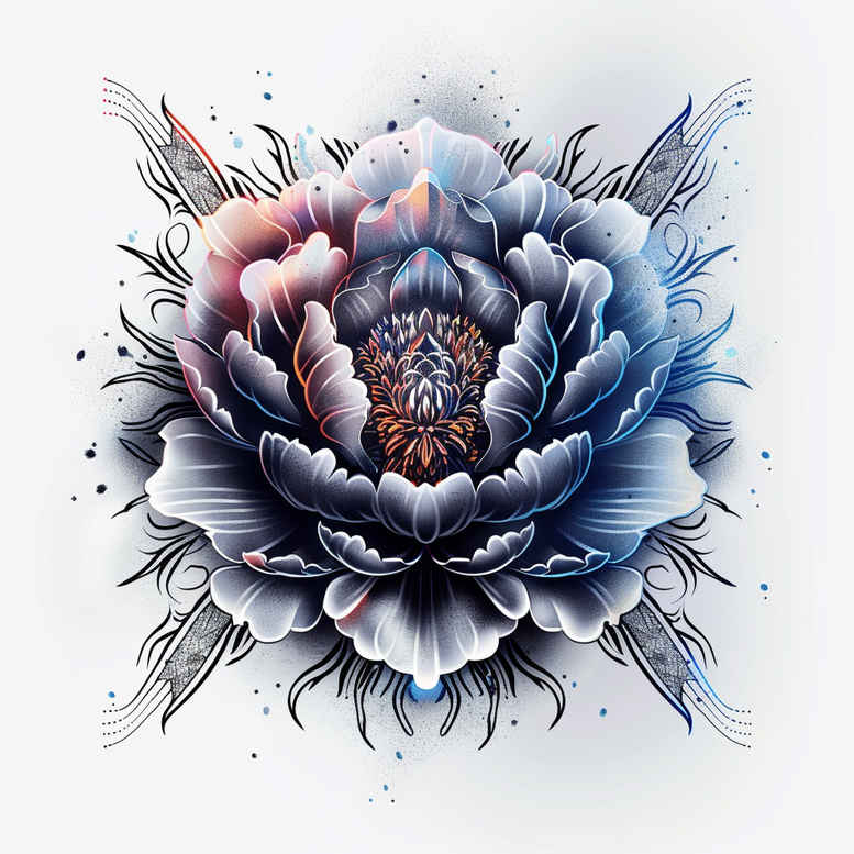 peonies tattoo design ideas Surrealism floating elements peonies for toe