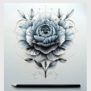 peonies tattoo design ideas Realism optical depth thin lines strength and power