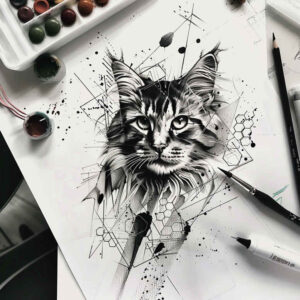 pets-tattoo-ideas – tattoo design ideas free ai generated – essential-lines – for-shoulder – Gallery: pets-inkby-ai