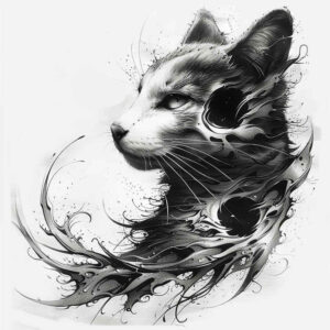 pets-tattoo-ideas – tattoo design ideas free ai generated – negative-space – for-chest – Gallery: pets-inkby-ai