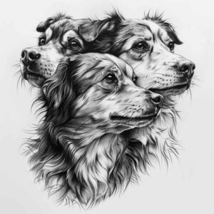 pets-tattoo-ideas – tattoo design ideas free ai generated – no-shading – for-side-torso – Gallery: pets-inkby-ai