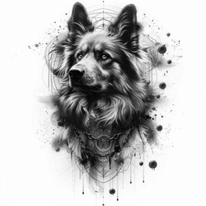 pets-tattoo-ideas – tattoo design ideas free ai generated – outline-only – for-knee – Gallery: pets-inkby-ai