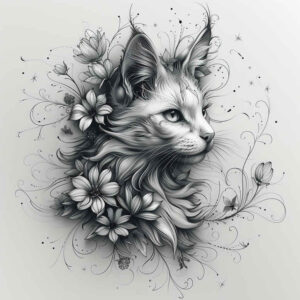 pets tattoo design ideas sharp-focus cat for knee