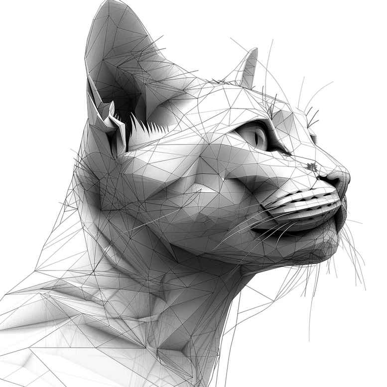 pets tattoo design ideas Surrealism fluid forms cat for stomach