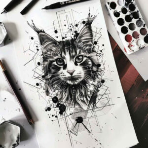 pets tattoo design ideas realistic shadowing delicate for nape