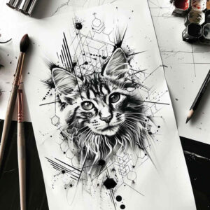 pets tattoo design ideas wide-angle detail for foot
