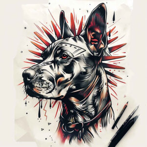pets tattoo design ideas Surrealism abstract forms parrot for upper thigh
