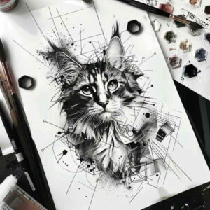 pets tattoo design ideas spectral hues pet portrait symbolising resilience