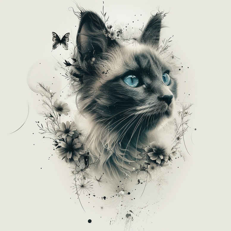 pets tattoo design ideas Surrealism floating elements pets symbol of endurance