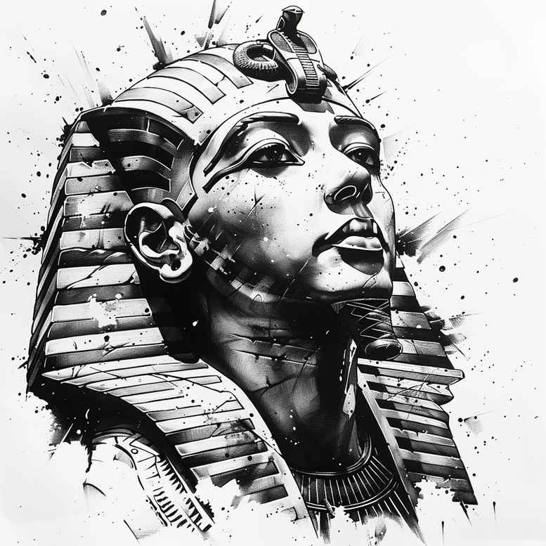 for-women – tattoo design ideas free ai generated – surrealism-altered-reality – for-neck – Gallery: pharaoh-inkby-ai