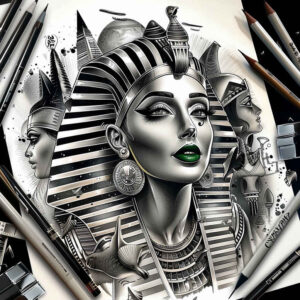 pharaoh-and-egyptian-gods – tattoo design ideas free ai generated – surrealism-dreamlike – for-collarbone – Gallery: pharaoh-inkby-ai