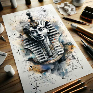 pharaoh-and-mythology – tattoo design ideas free ai generated – neotraditional-subtle-tone – for-sternum – Gallery: pharaoh-inkby-ai