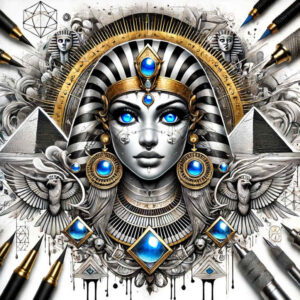 pharaoh-in-art – tattoo design ideas free ai generated – realism-clean-background – for-spine – Gallery: pharaoh-inkby-ai