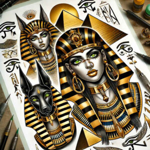 pharaoh – tattoo design ideas free ai generated – realism-organic-structure – for-triceps – Gallery: pharaoh-inkby-ai