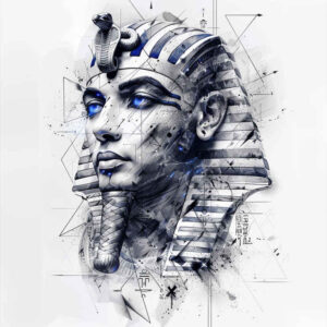pharaoh-realistic-tattoo – tattoo design ideas free ai generated – surrealism-blurred-edges – for-thigh – Gallery: pharaoh-inkby-ai