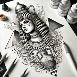 pharaoh-tattoo – tattoo design ideas free ai generated – neotraditional-classic-composition – for-lower-chest – Gallery: pharaoh-inkby-ai