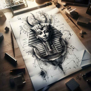 pharaoh-tattoo – tattoo design ideas free ai generated – neotraditional-solid-fill – for-upper-arm – Gallery: pharaoh-inkby-ai