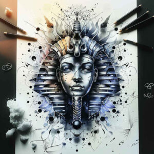 pharaoh-with-ancient-motif – tattoo design ideas free ai generated – realism-depth-illusion – for-side-torso – Gallery: pharaoh-inkby-ai