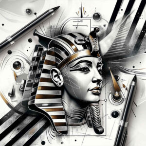 pharaoh-with-ancient-motif – tattoo design ideas free ai generated – realism-skin-illusion – for-temple – Gallery: pharaoh-inkby-ai