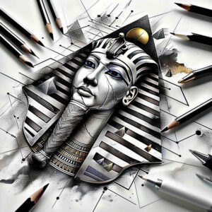 pharaoh-with-goddess-isis – tattoo design ideas free ai generated – neotraditional-modern-classic – for-upper-back – Gallery: pharaoh-inkby-ai