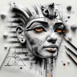 pharaoh-with-halo – tattoo design ideas free ai generated – neotraditional-clean-fill – for-shoulder – Gallery: pharaoh-inkby-ai