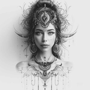 pharaoh-with-magical-symbols – tattoo design ideas free ai generated – neotraditional-subtle-highlights – for-side – Gallery: pharaoh-inkby-ai