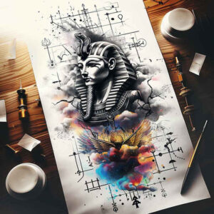 pharaoh-with-magical-symbols – tattoo design ideas free ai generated – realism-emotional-depth – for-palm – Gallery: pharaoh-inkby-ai