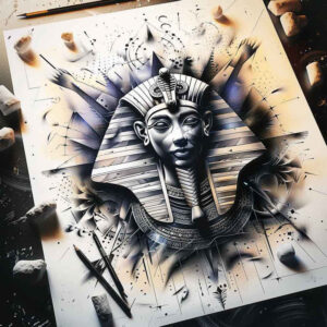 pharaoh-with-ornament – tattoo design ideas free ai generated – surrealism-juxtaposition – for-wrist-side – Gallery: pharaoh-inkby-ai