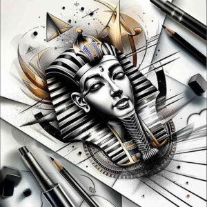 pharaoh-with-royal-motif – tattoo design ideas free ai generated – realism-delicate-highlight – for-toe – Gallery: pharaoh-inkby-ai
