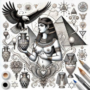 pharaoh-with-shading – tattoo design ideas free ai generated – realism-micro-detail – for-fingers – Gallery: pharaoh-inkby-ai